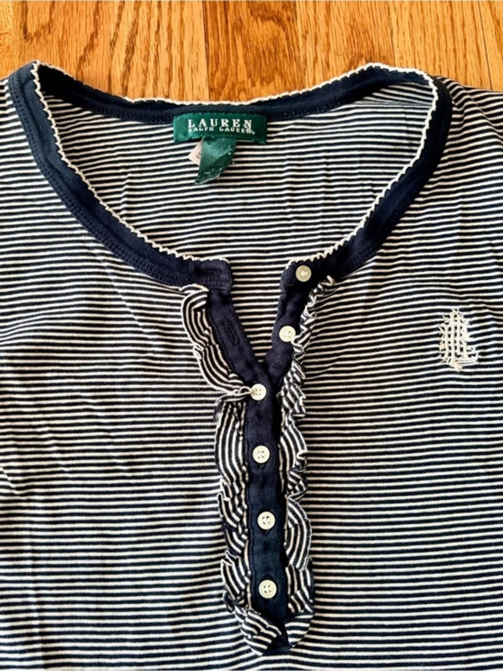 Ralph Lauren Black & White Striped Nightgown with Green Label